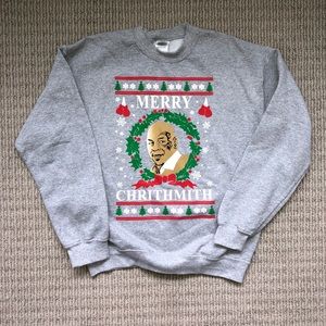 Grey Mike Tyson Ugly Christmas Sweater